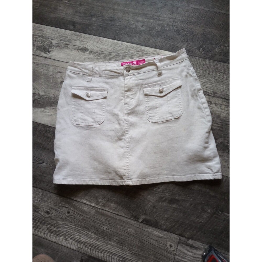 Zana-di Women's 14 White Denim Y2K  Mini Skort, Vtg